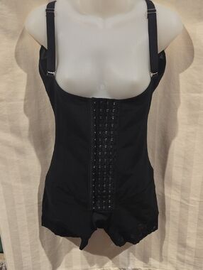 Black Shapewear Bodysuit with Front Hook Closure - Women